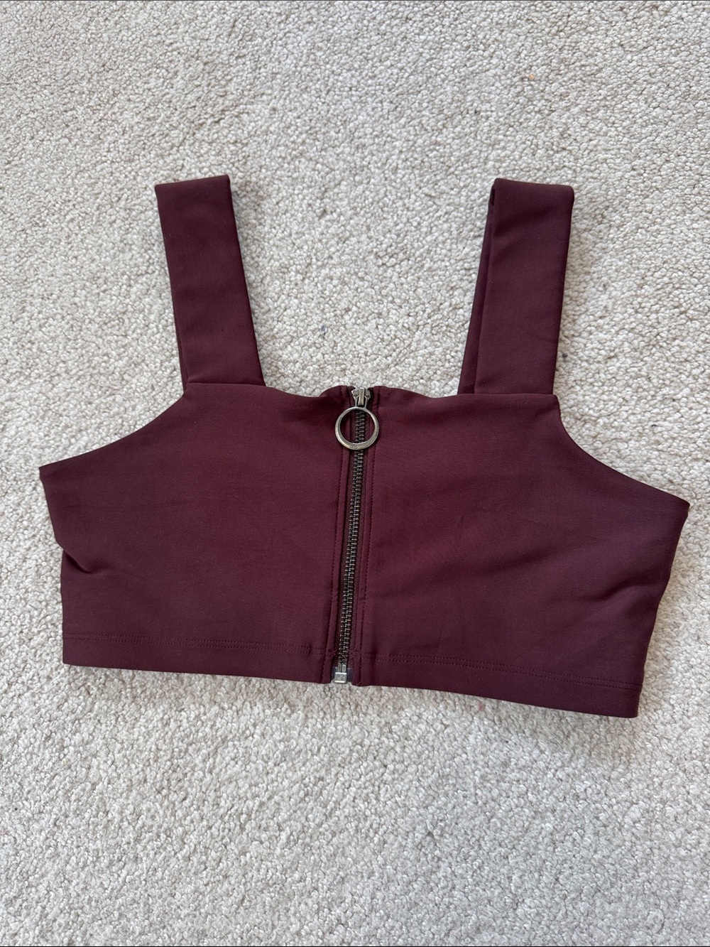 alo Yoga Front Zip Fast Bra Maroon/Burgundy Size S